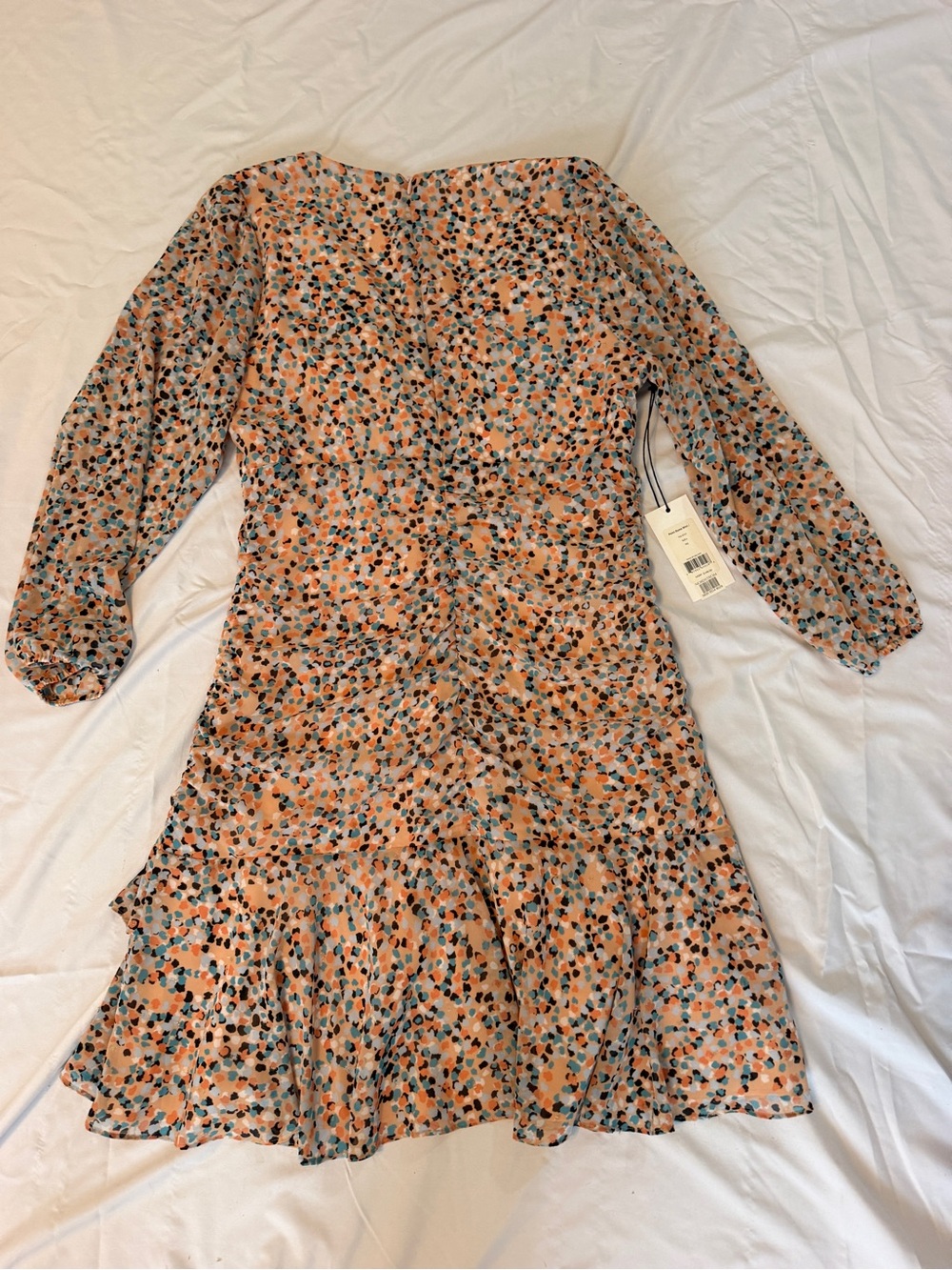 ALI & JAY Peach Multi Floral Long Sleeve Tiered Dress